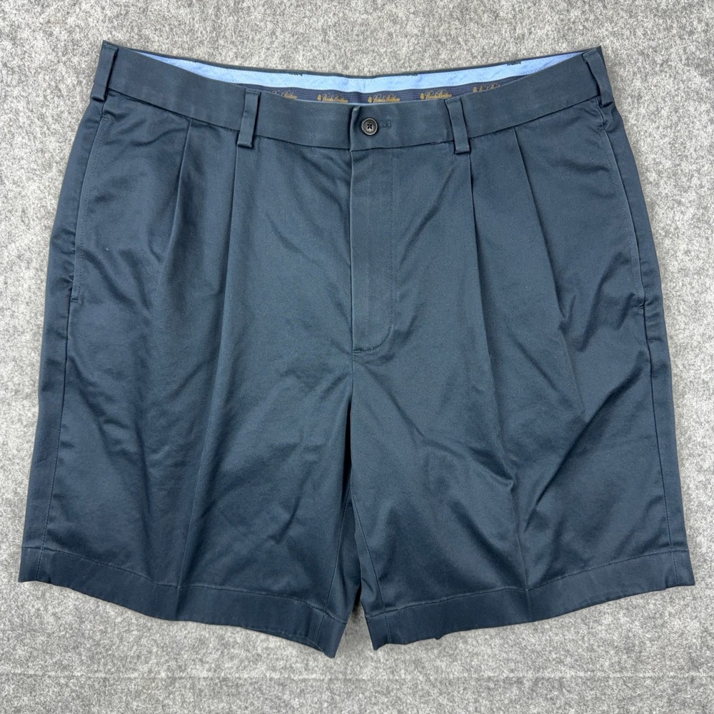 Brooks Brothers Shorts Mens 36 Blue Advantage Chino Pleated Stretch Cotton Golf